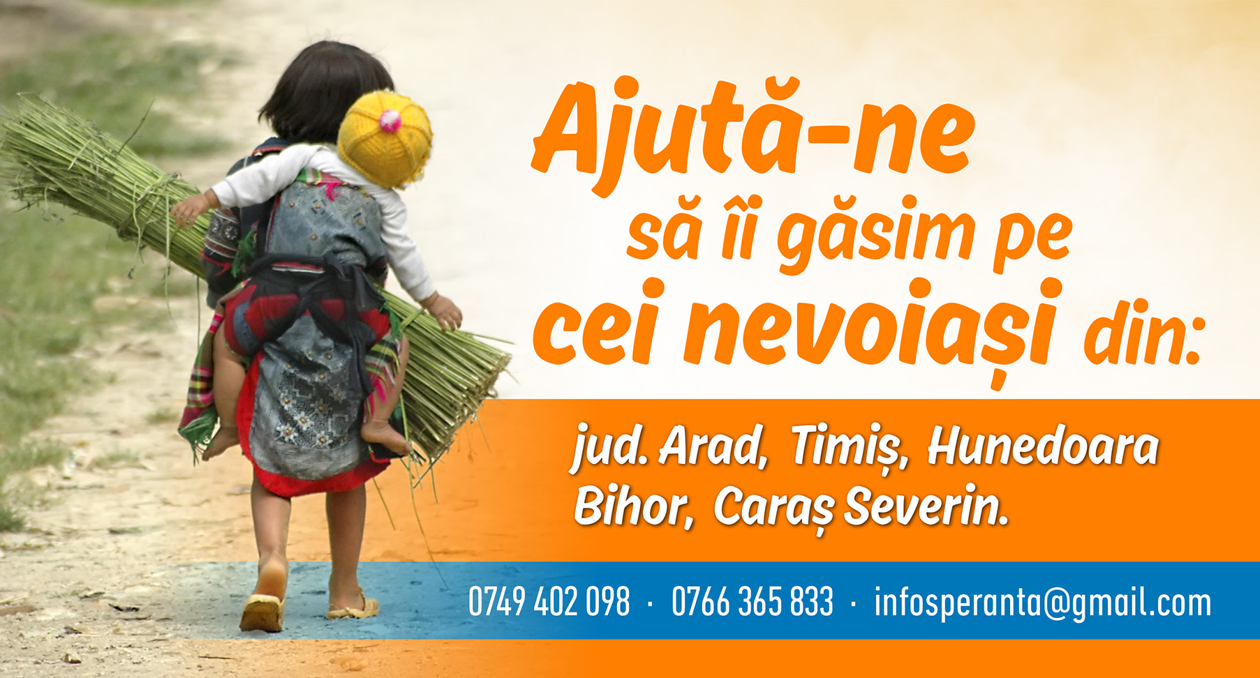 Ajuta-ne sa ii gasim pe cei nevoiasi din judetele Caras Severin, Hunedoara, Bihor, Timis si Arad